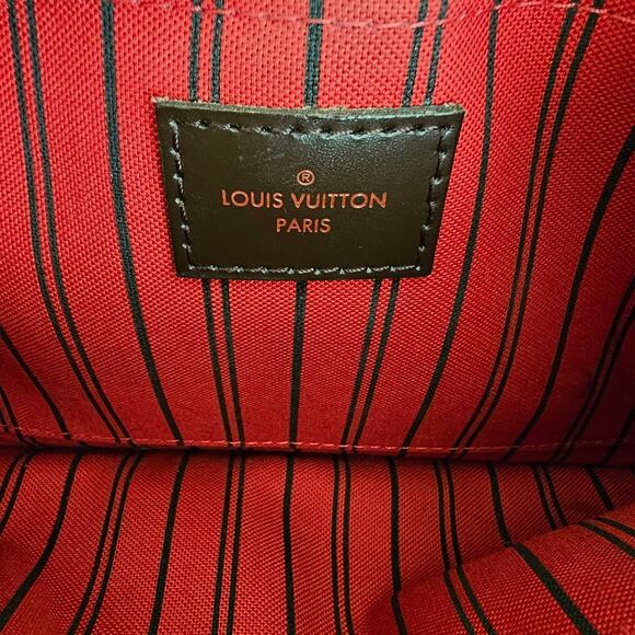 Louis Vuitton Damier Ebene Neverfull MM GM Pouch Wristlet Brown Canvas Leather - Picture 7 of 10